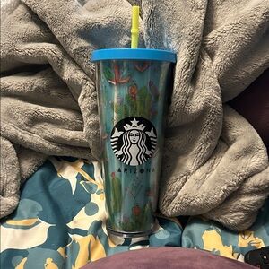 Starbucks Arizona Cactus Tumbler with Blue Lid